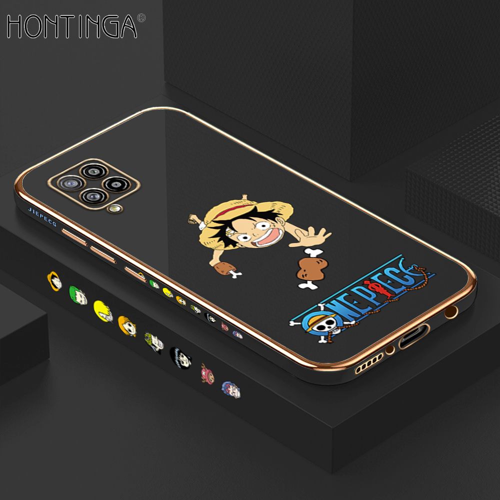 Hontinga for Samsung A42 5G Case Luxury 6D Plating Cartoon Meaty Luffy Side Pattern Soft Back Cover Silicone Square Phone Cases