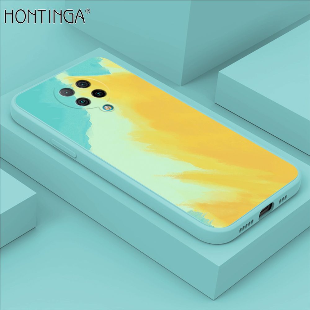 Hontinga for Redmi K30 Pro / K30 Pro Zoom / Xiaomi Poco F2 Pro Case Watercolor Gradient Liquid Soft Square Silicone Phone Case Shockproof Protection Rubber Cover
