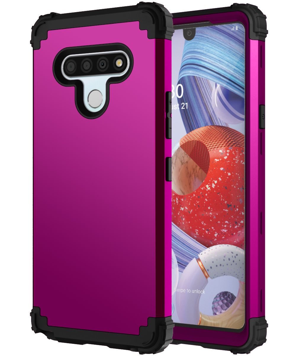 For LG Stylo 6 Hybrid Soft Silicone Hard PC Back Bumper 3 in 1 Rugged Heavy Duty Shockproof Protection Case Cover