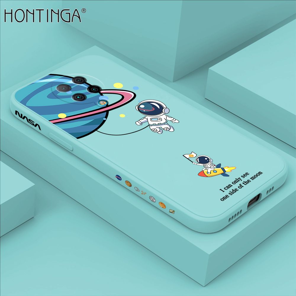 Hontinga for Redmi K30 Pro / K30 Pro Zoom / Xiaomi Poco F2 Pro Case Cartoon Astronaut Side Design Back Cover Soft Square Edge Liquid Silicone Phone Cases