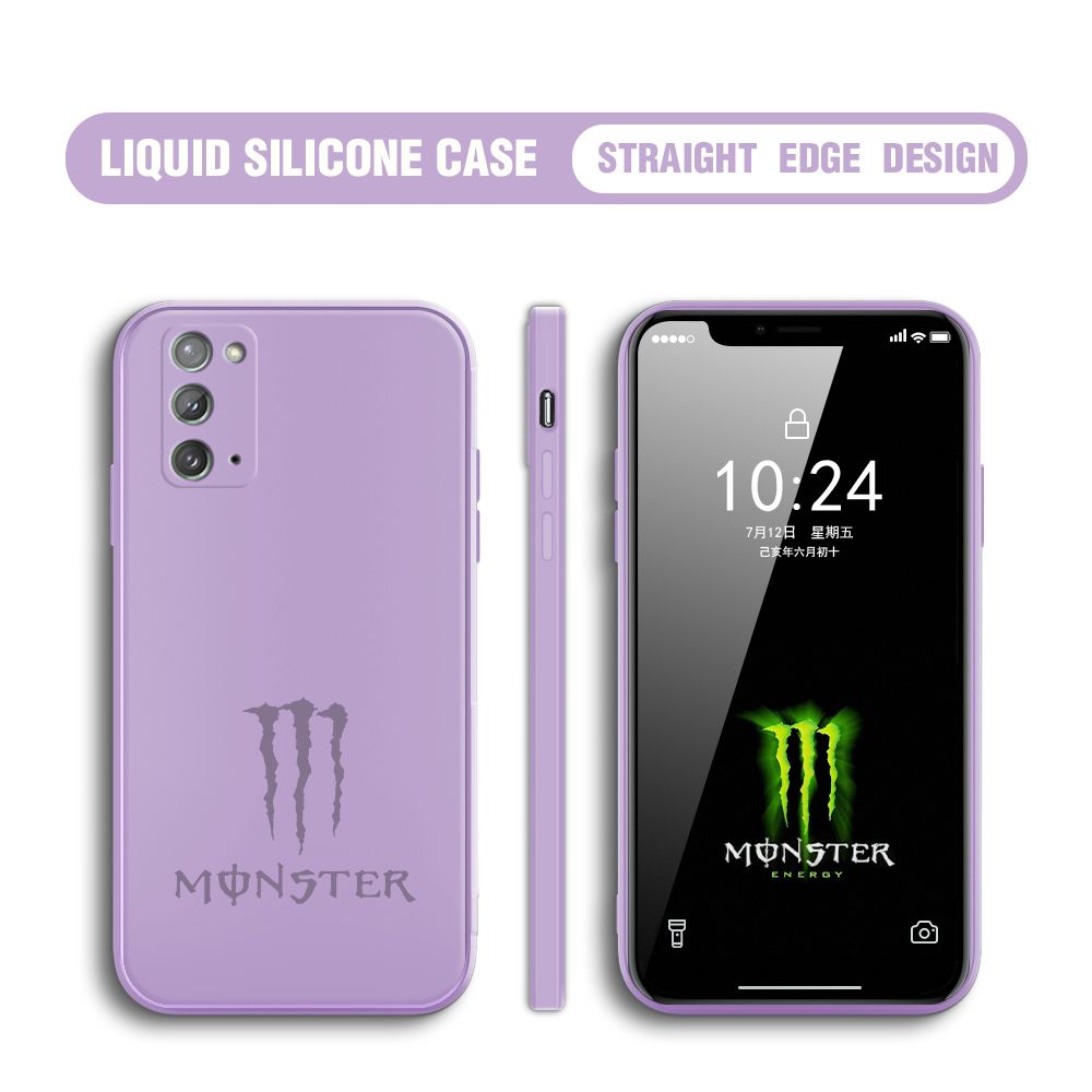 Hontinga for Samsung Galaxy Note 20 Case Fashion Monster Energy Silicone Square Edge Phone Cases Full Cover Camera Shockproof Protection Rubber Case