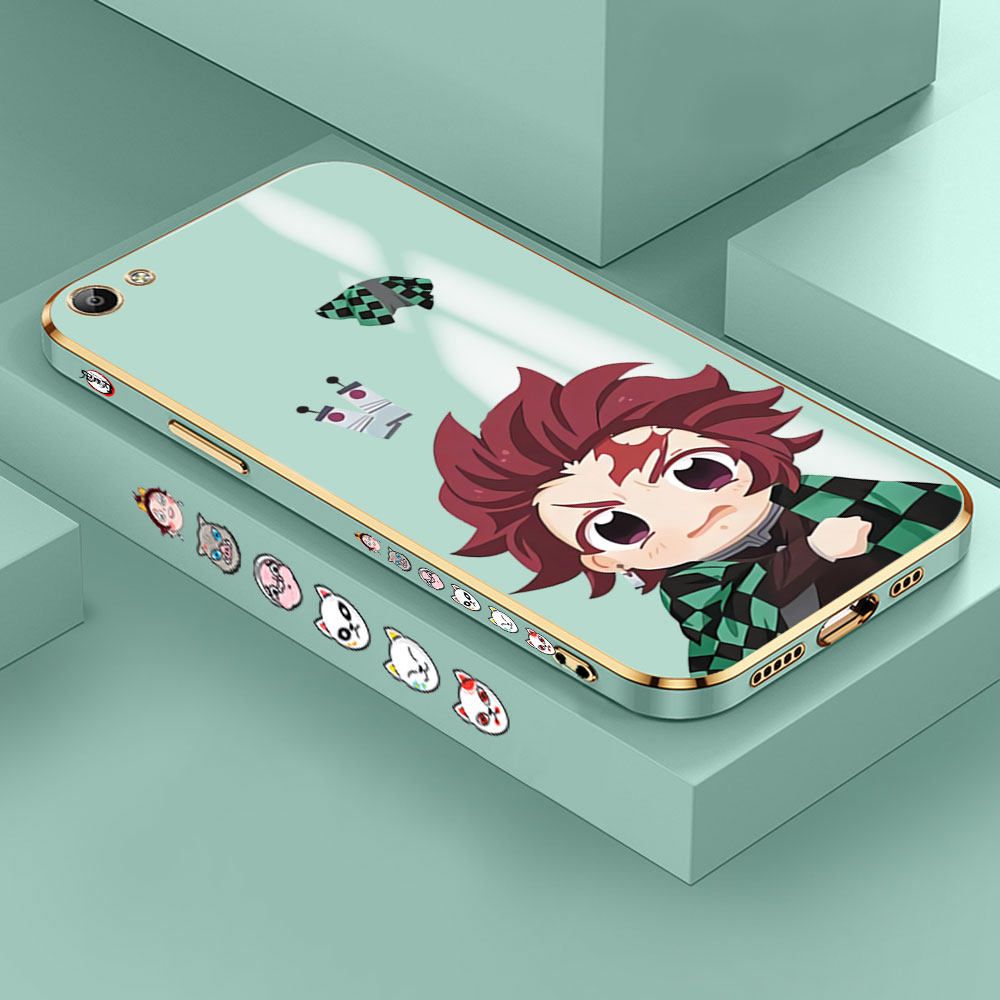 Jizetin (Free Lanyard) Vivo Y66 Case Lovely Tanjiro Luxury 6D Plating Soft Casing Silicone Ultra Thin Phone Cover
