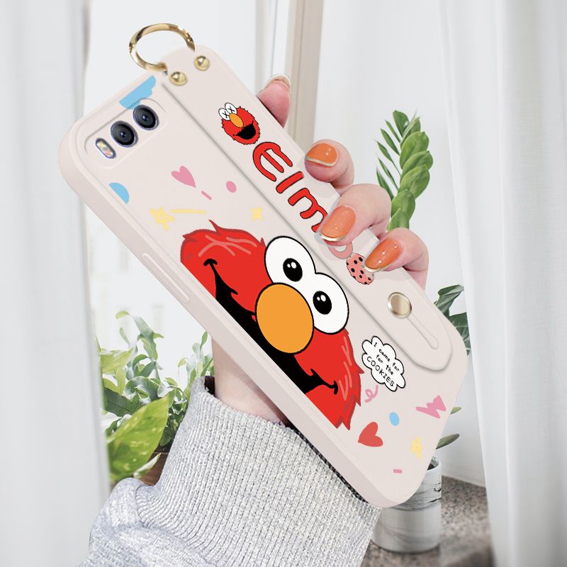 Jizetin for Xiaomi Mi 6 Wrist Strap Case Creative Cartoon Red Haired Monster Cover Ultra Thin Anti Fall Liquid Silicone Phone Case