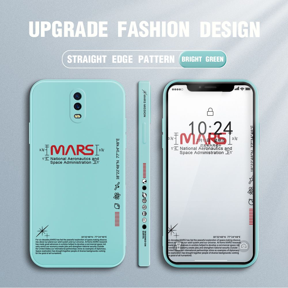 Jizetin for OPPO R17 Case New NASA Design Side Design Phone Case Square Edge Pattern Liquid Silicone Cases Full Cover Camera Soft Protection Case