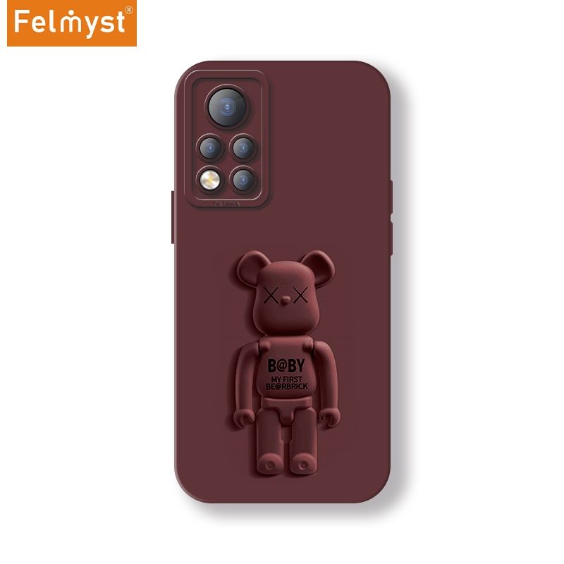 Bearbrick For Honor V40 5G Back Mobile Phone Holder Case XX Be@rbrick Simple Luxury Mens Girls Liquid Silicone Protect Lens Shockproof Full Soft Cover