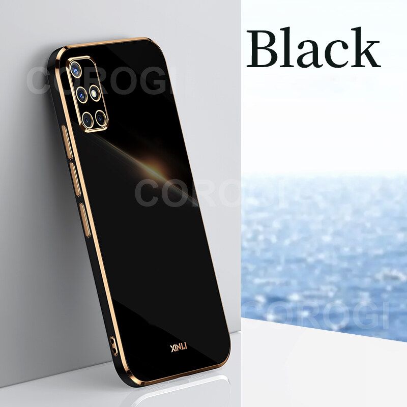 For Samsung Galaxy A51 Back Cover Fashion Shiny Plating Square Bumper Camera Protection Case Soft Silicone Shockproof Protective Mobile Phone Cases