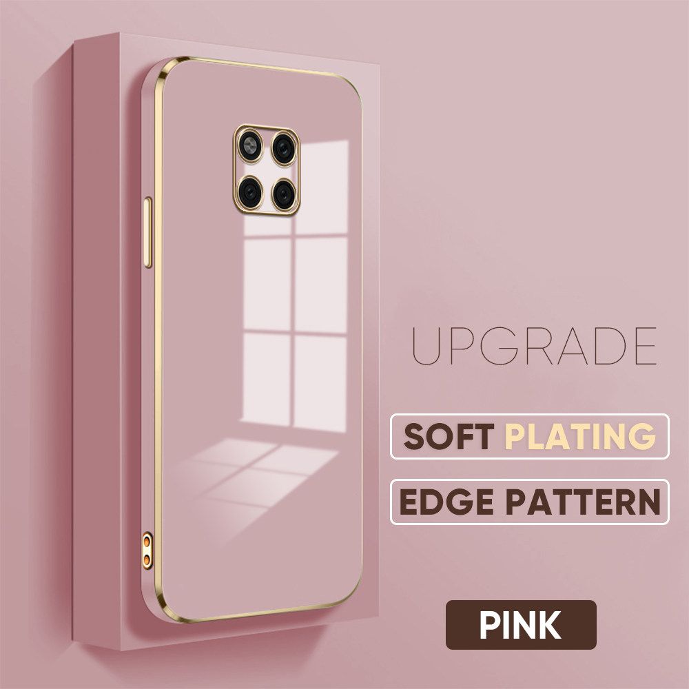 TA for Huawei Mate 20 Pro Cover Luxury 6D Plating Soft Casing Silicone Square Frame Phone Case Shiny Bling Back Cover + Free Lanyard