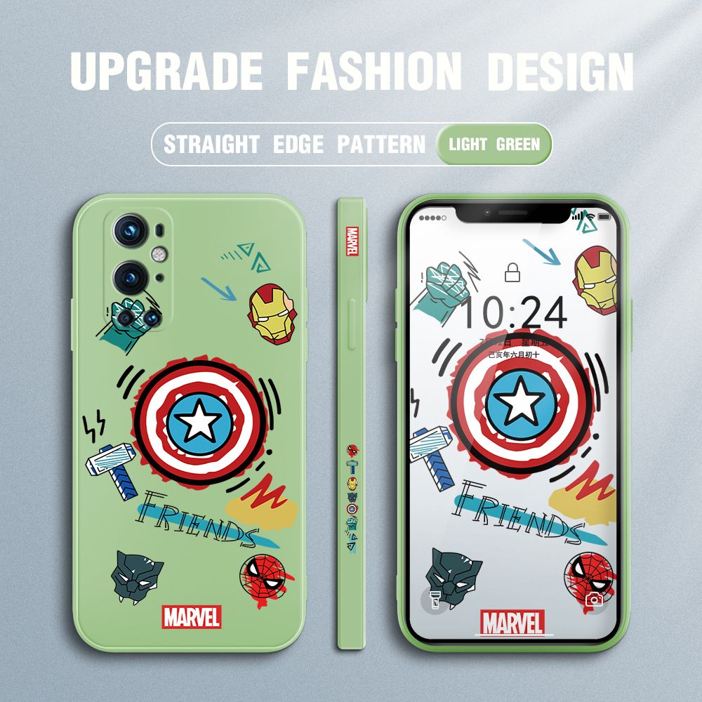 Jizetin for OnePlus 9 Pro Back Cover Hero Props Side Design Liquid Silicone Phone Case Soft Full Camera Protect Phone Cases