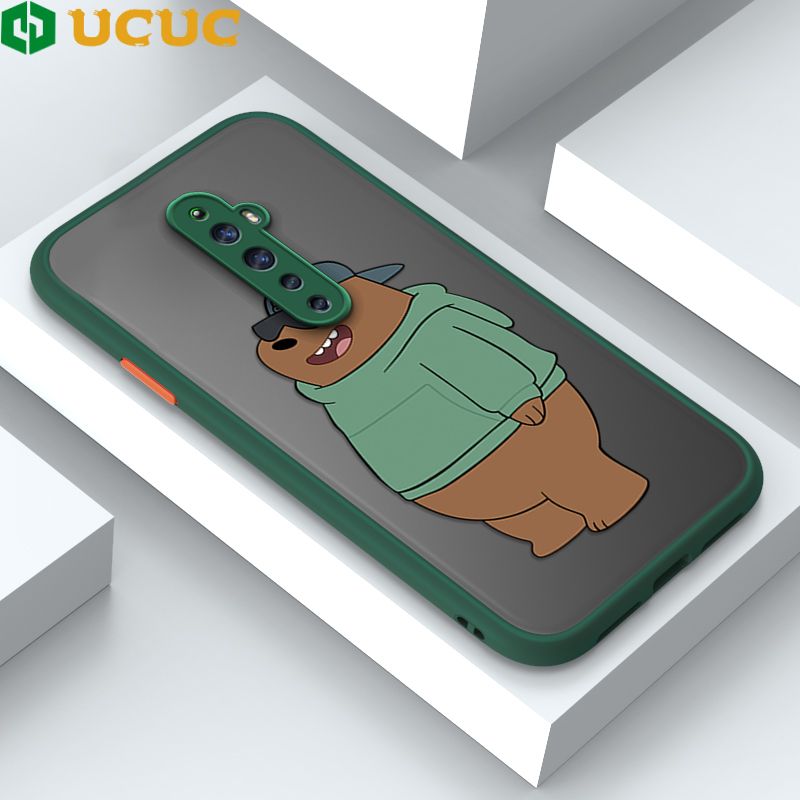 UCUC for OPPO Reno 2F 2Z Back Cover Sunglasses Bear Frosted Transparent Hard Phone Case Thin Shockproof Full Cover Camera Protect Case