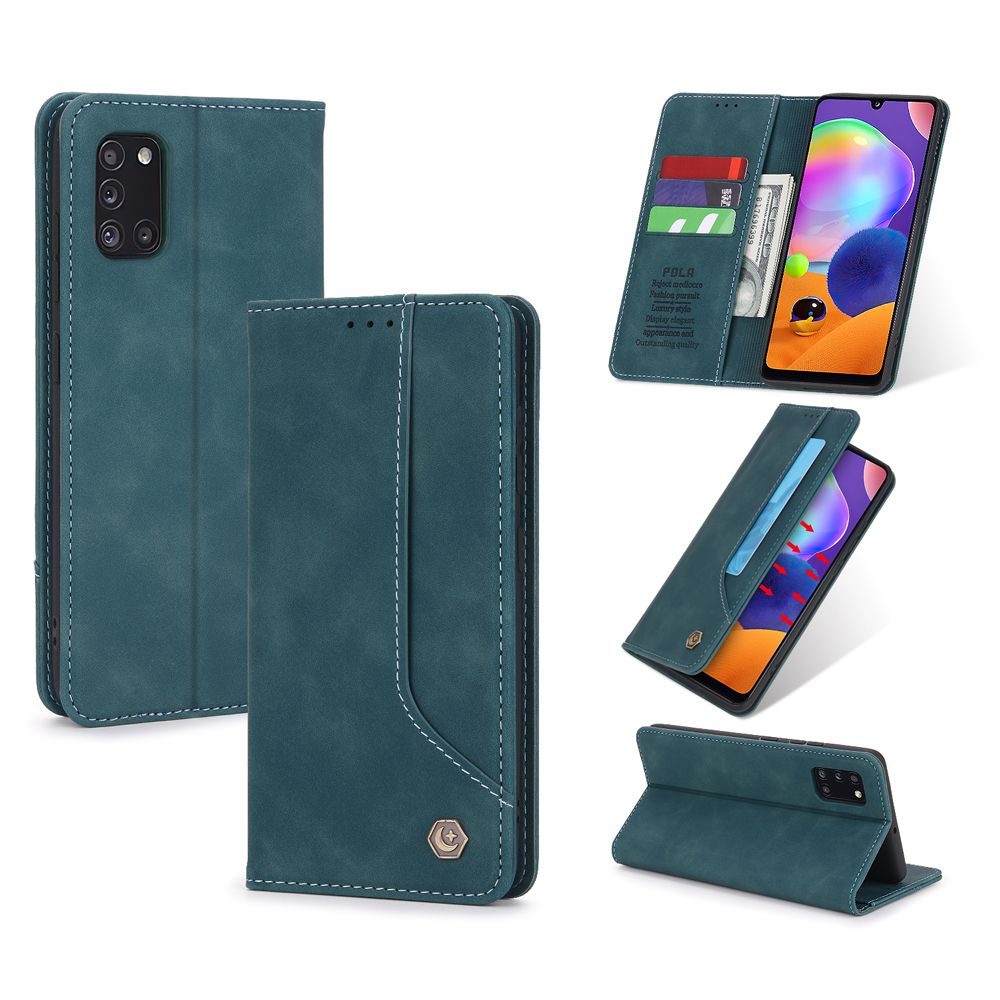 Case For Samsung Galaxy A31 Phone Case Premium Retro Leather Magnetic Card Wallet Holder Case Shockproof TPU Inner Flip Stand Cover