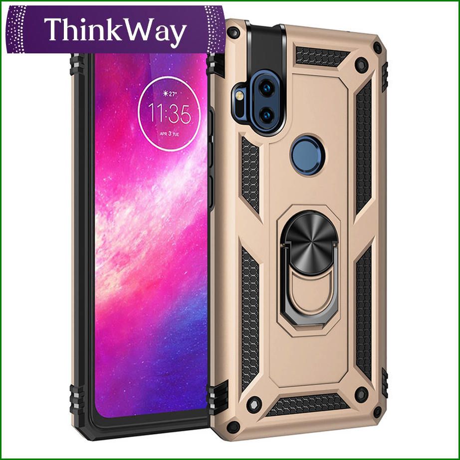Kickstand Case , Hybrid Rugged Armor Dual Layer Anti-Scratch For MOTO E6 play & MOTO One Hyper
