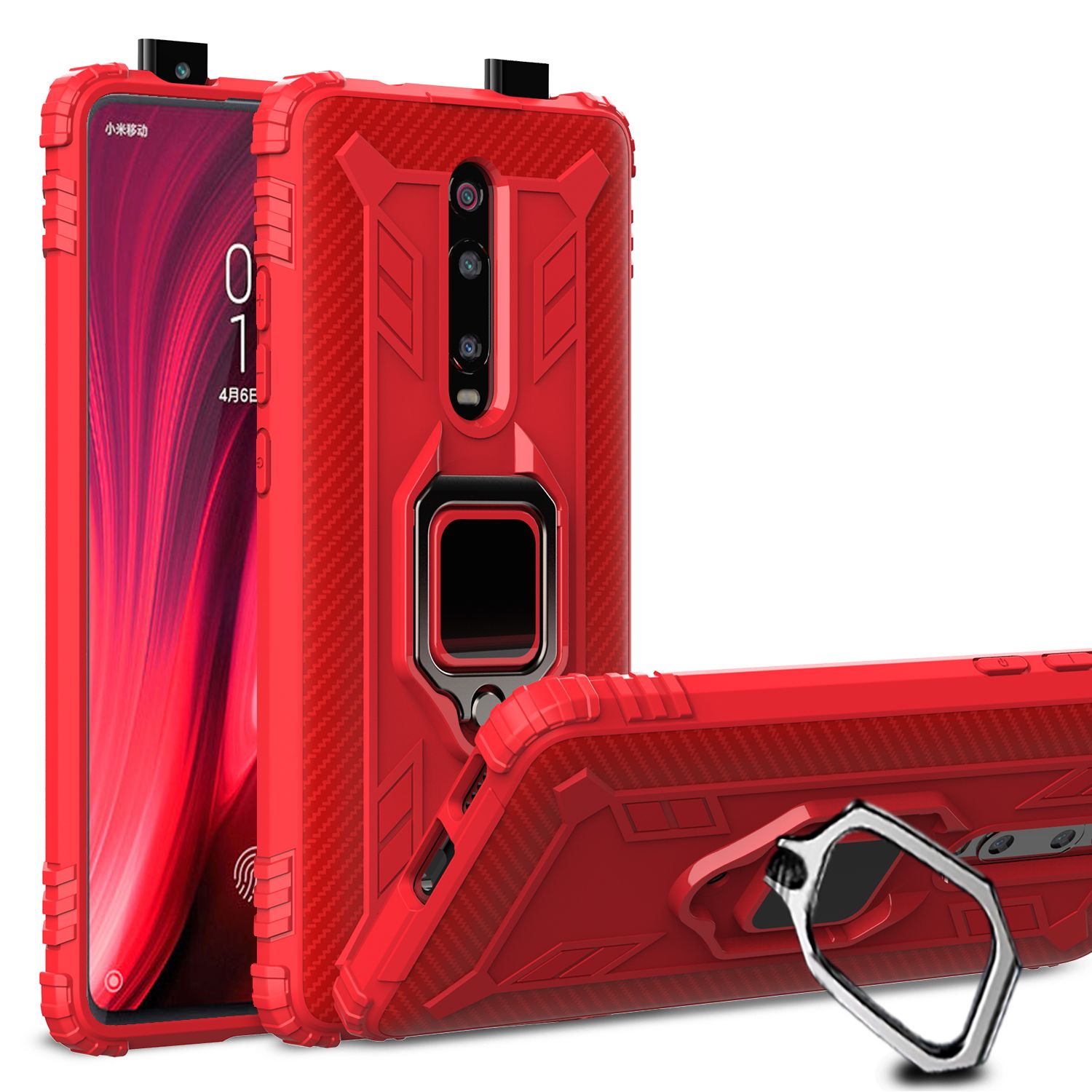 For Xiaomi Redmi K20/K20 Pro Armored Carbon Fiber Lord of the Rings Anti Fall Protection Case is Suitable