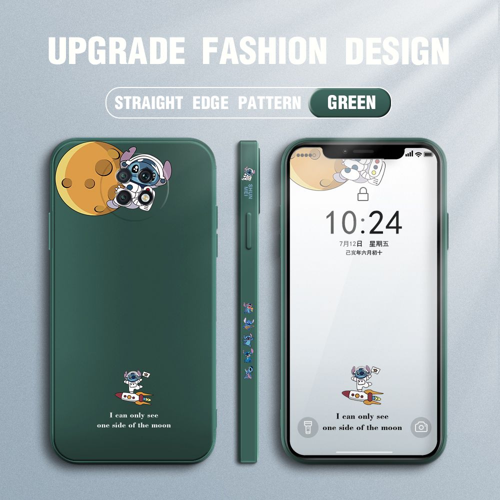 Jizetin for Xiaomi Redmi Note 9T Case Side Design Phone Cover  Astronaut Stitch Cover Square Edge Pattern Liquid Silicone Trend Case
