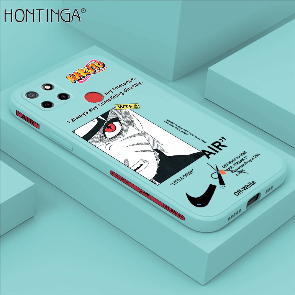 Hontinga for Realme C12 / C25 / C25S / Narzo 20 / Narzo 30A Case Side Design New Anime Naruto for Boys Back Cover Soft Square Edge Pattern Liquid Silicone Trend Phone Cases