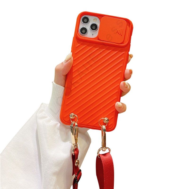 Slide Camera Protect Chain Necklace Cell Phone Case With Lanyard Neck Strap Rope Cord For iPhone 13 Pro MAX 7 8 Plus X XS XR 11