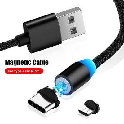 Magnetic Usb Charging Cable for Any Mobile, Tab, Camera Plage to Micro USB & Type C Cable