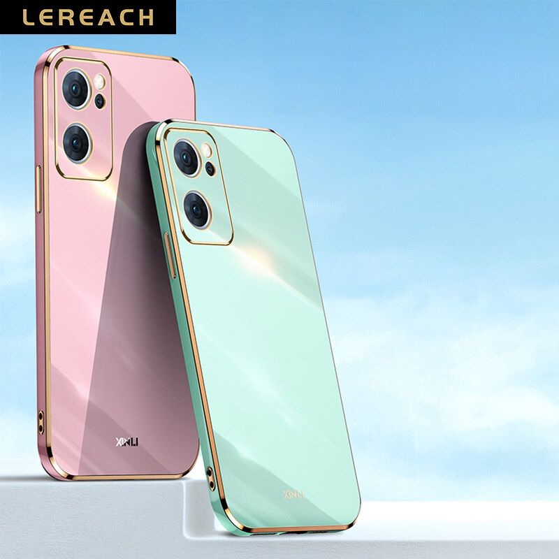 Lereach for OPPO Reno7 5G Case Plating Ultra-thin Silicone Soft Phone Cover Frame Bright Color Edge
