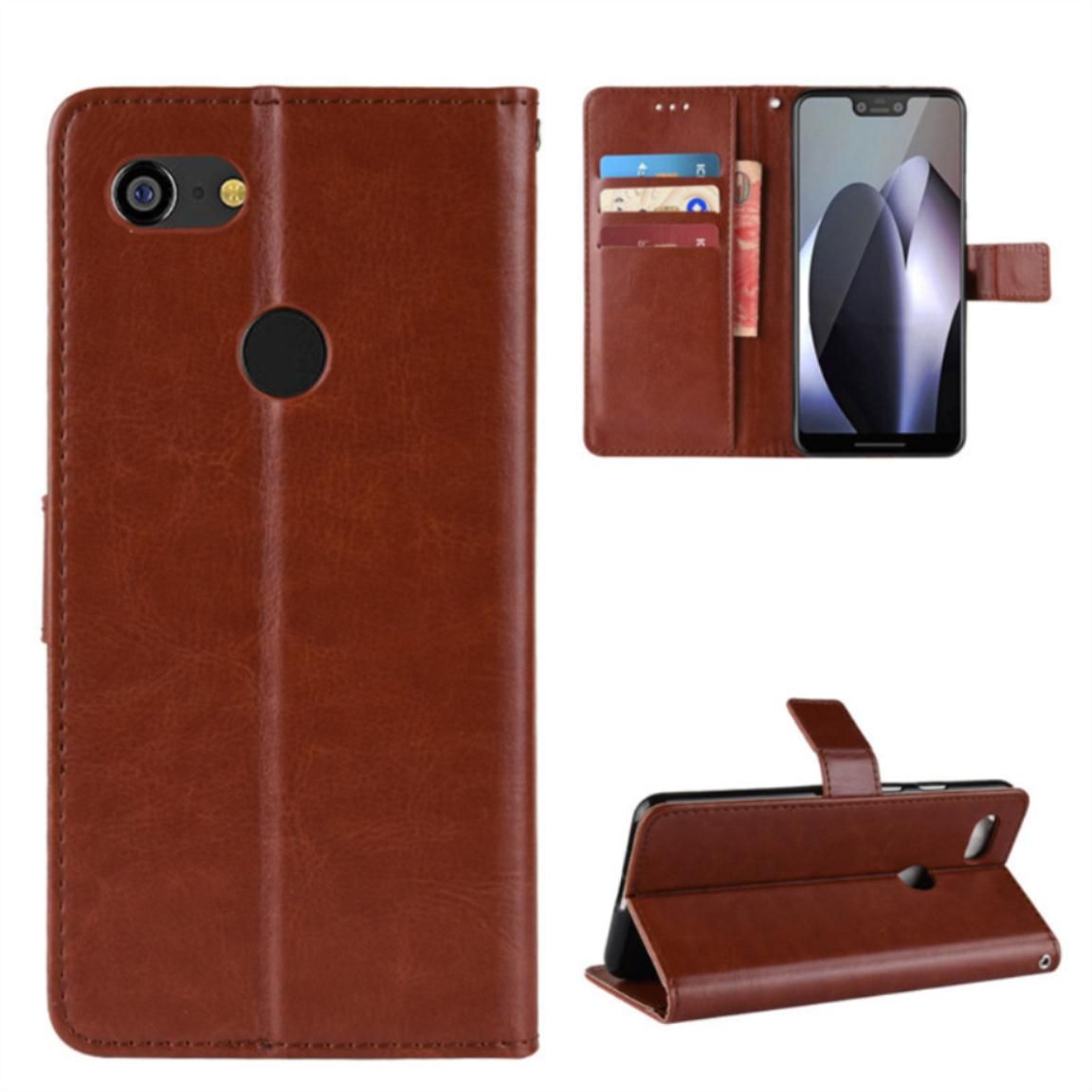 Case For Google Pixel 3 Xl Casing Flip Leather Card Case + Tpu Silicone Back Cover Soft Phone Case