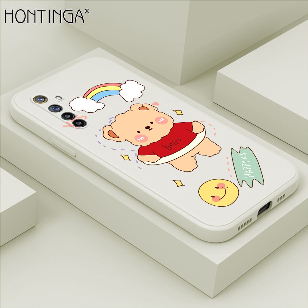 Hontinga for OPPO R17 Case Lovely Cartoon Bear Phone Case Phone Case Soft Square Edge Silicone Cases Full Lens Cover Shockproof Protection Cover