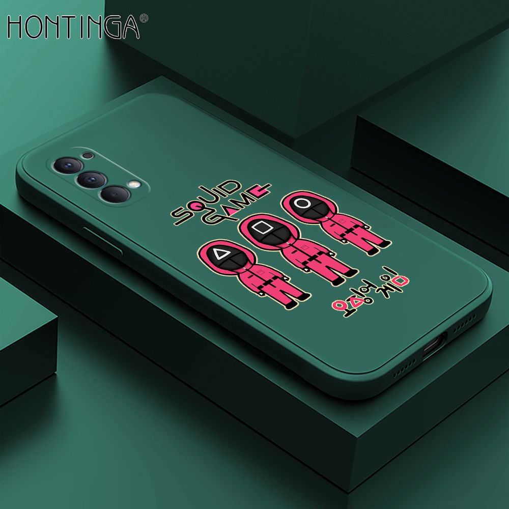 Hontinga for OPPO Reno4 Case Trend Cartoon Korean Squid Phone Cover Liquid Silicone Case Phone Protective Case
