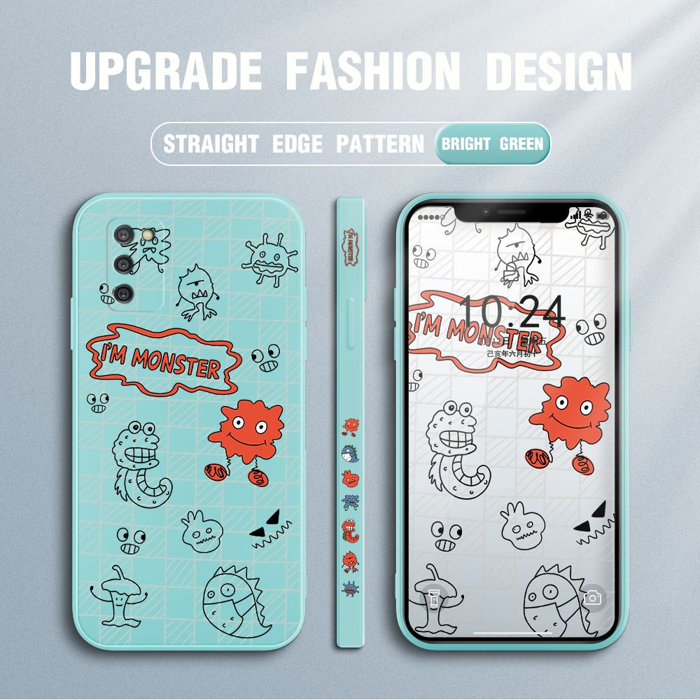 Jizetin for Samsung Galaxy A03S Case Side Design Phone Cover Printed Text “I Am Monster ” Cover Square Edge Pattern Liquid Silicone Trend Case
