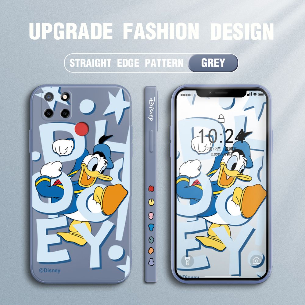 UCUC for Realme C12 / Realme C25 / Realme Narzo 20 / Realme Narzo 30A Back Cover Cute Cartoon Characters Ultra Thin Soft Luxury Square Multicolor Liquid Silicone Phone Case