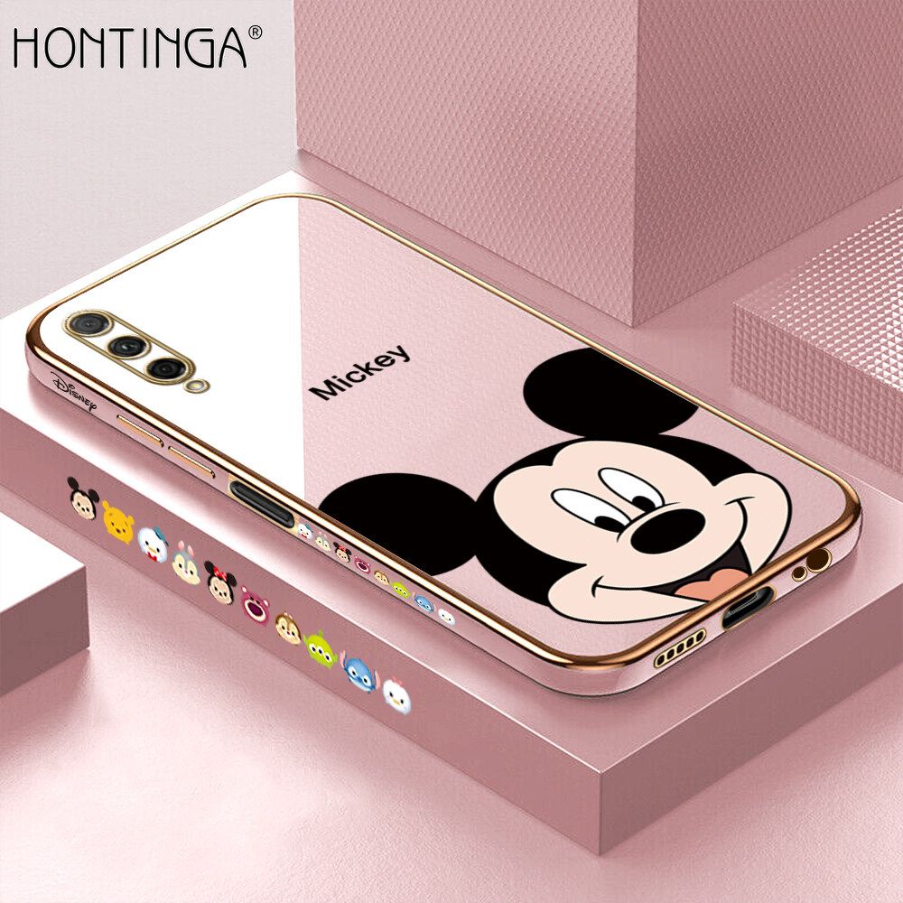 Hontinga for Huawei Y9s / Honor 9X Pro Back Cover + Free Lanyard Luxury 6D Plating Cartoon Mouse Side Pattern Case Soft Silicone Square Mobile Cover
