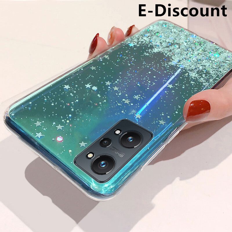 For Realme GT Neo 2 Case Glitter Silicone Soft Cases Starry Sky String Glitter Transparent Space Stars Moon Realme GT Neo2 Back Cover