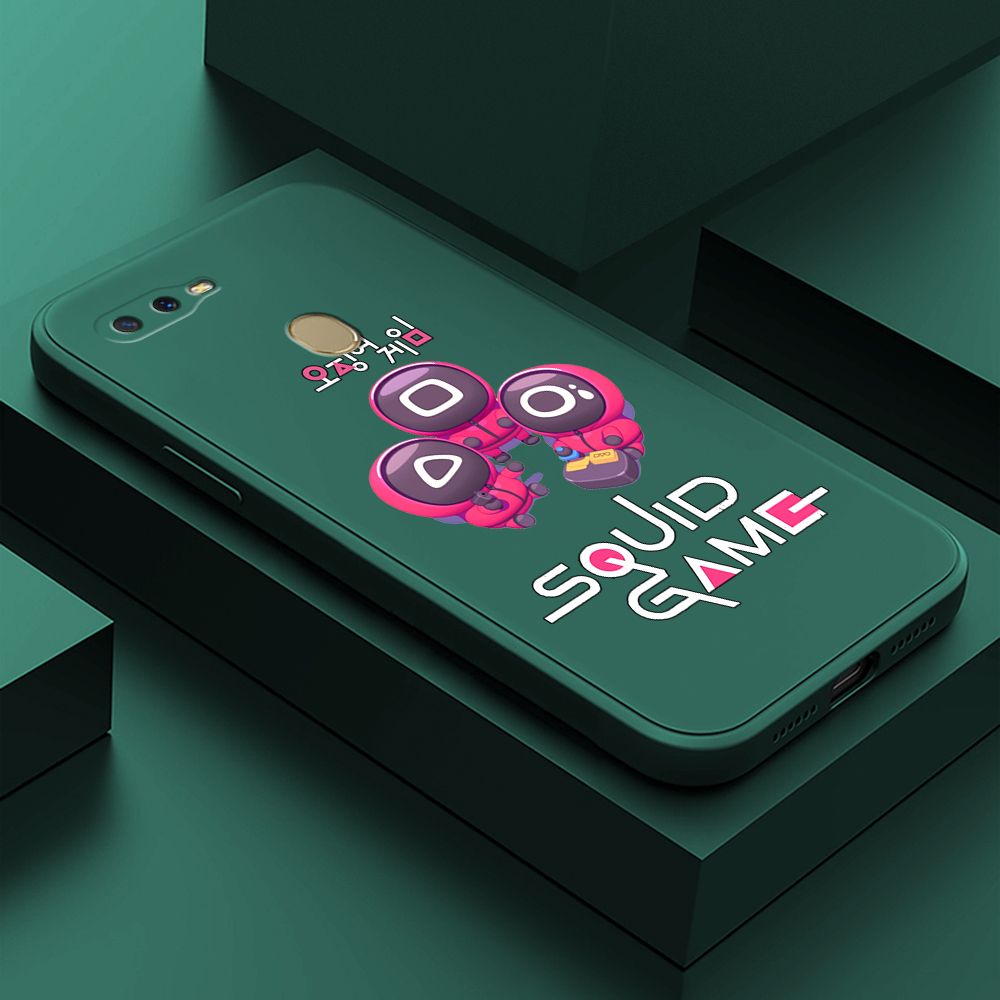 ZeroQiQi for OPPO A5S Case Cute Cartoon Cute Squid Character Phone Cover Square Liquid Silicone Shockproof Phone Protective Case