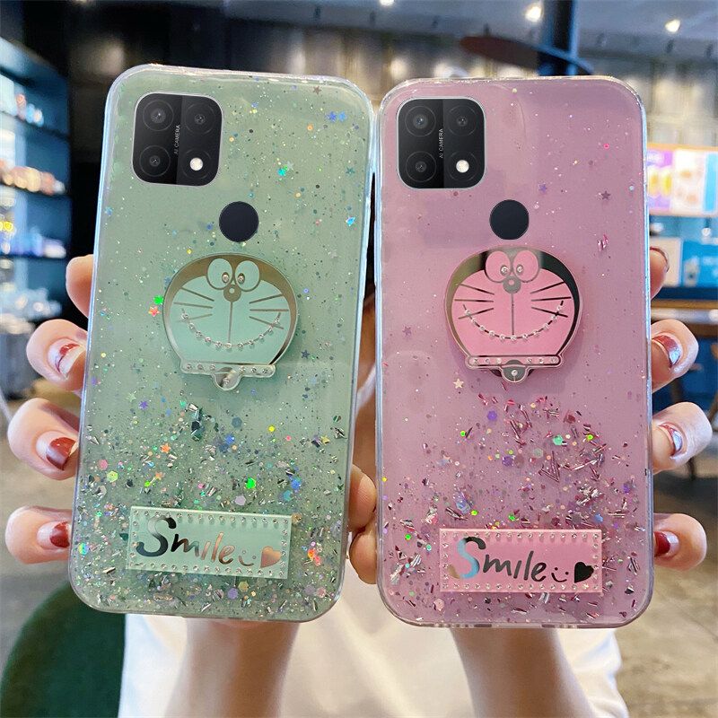Phone case OPPO C25 Shiny Ring Case Glitter Soft Transparent Doraemon Cases For OPPO C25 Back Cover Stars Moon Girls