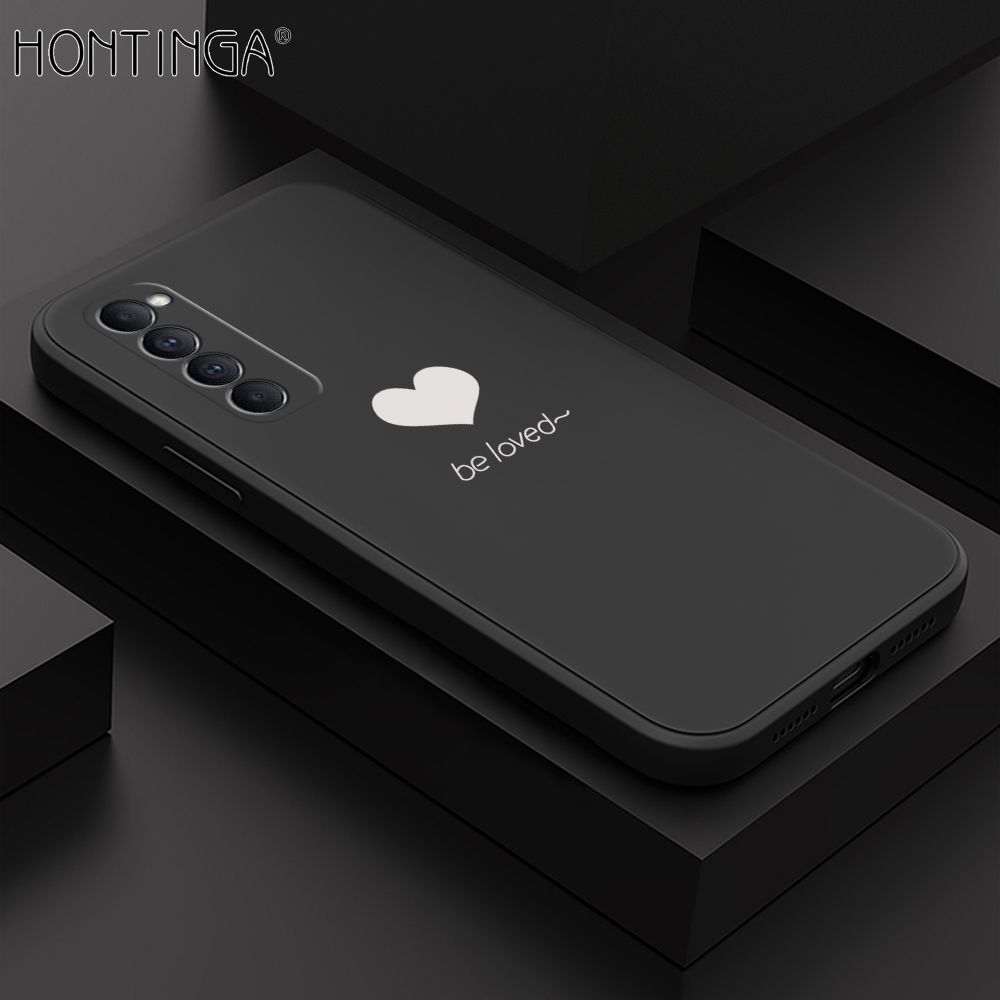 Hontinga for OPPO Reno4 Pro Case Simple Lover Heart Pattern Back Cover Soft Square Edge Liquid Silicone Phone Cases