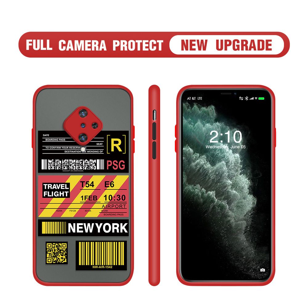 Hontinga for Vivo S1 Pro Case Creative Flight Ticket Cover Camera Shockproof Protection Case Edge Frosted Transparent Phone Cover