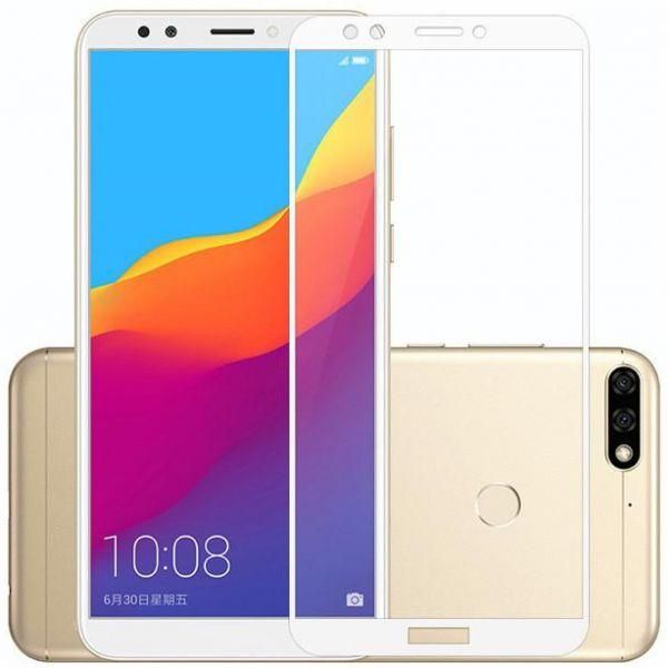 Huawei Y9 (2018) 5D Tempered Glass Screen Protector - White and Transparent