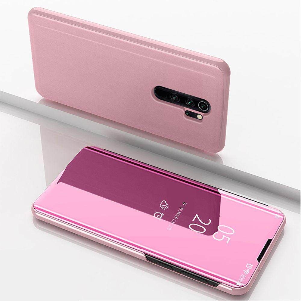 For Xiaomi Redmi Note 8 Pro Mirror Plating Hard PC -PU Leather Translucent Standing View Case Cover