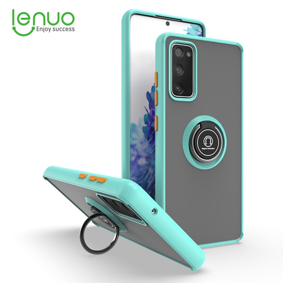 Lenuo Anti-fall Fashion Protective Phone Case For Samsung Galaxy S20 Casing Multifunction Car Magnetic Shockproof With Ring Stand Back Cover