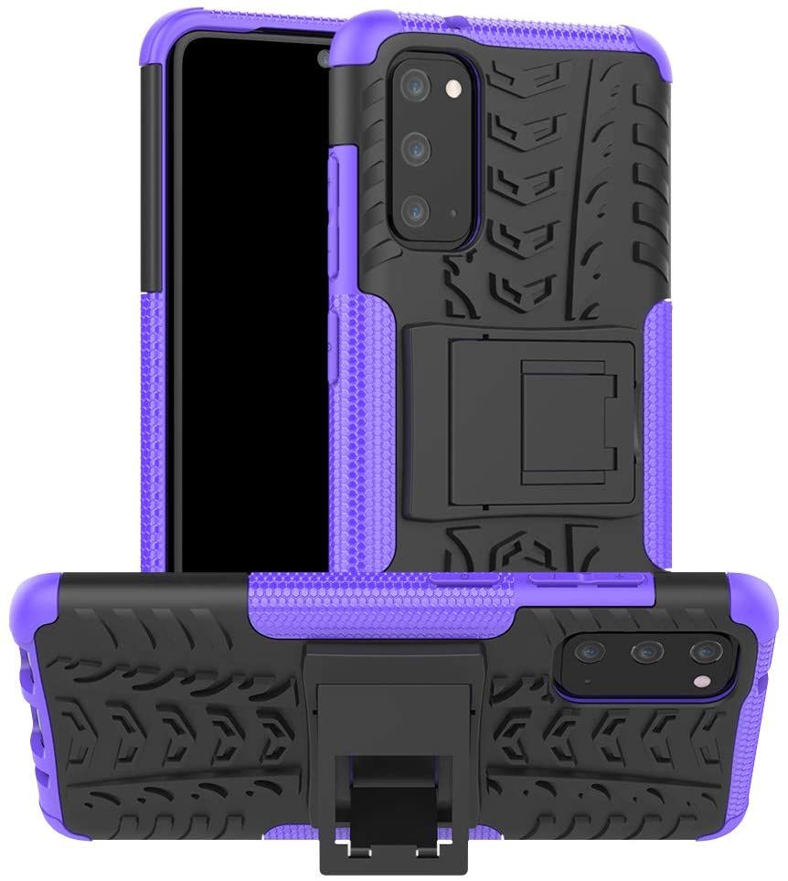 Galaxy S20 Case, Shockproof Hybrid Slim Dual Layer Rugged Rubber Hybrid Hard/Soft Impact Armor Defender Full Body Protective Case with Kickstand for Samsung Galaxy S20 5G (2020) 6.2#34;