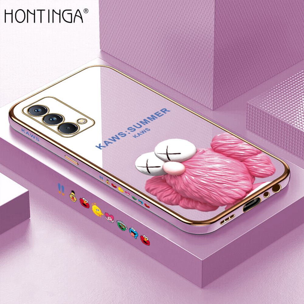 Hontinga for Realme GT Master Luxury 6D Plating Soft Casing Silicone Square Frame Phone Case Shiny Bling Back Cover Pink Doll Side Pattern Case