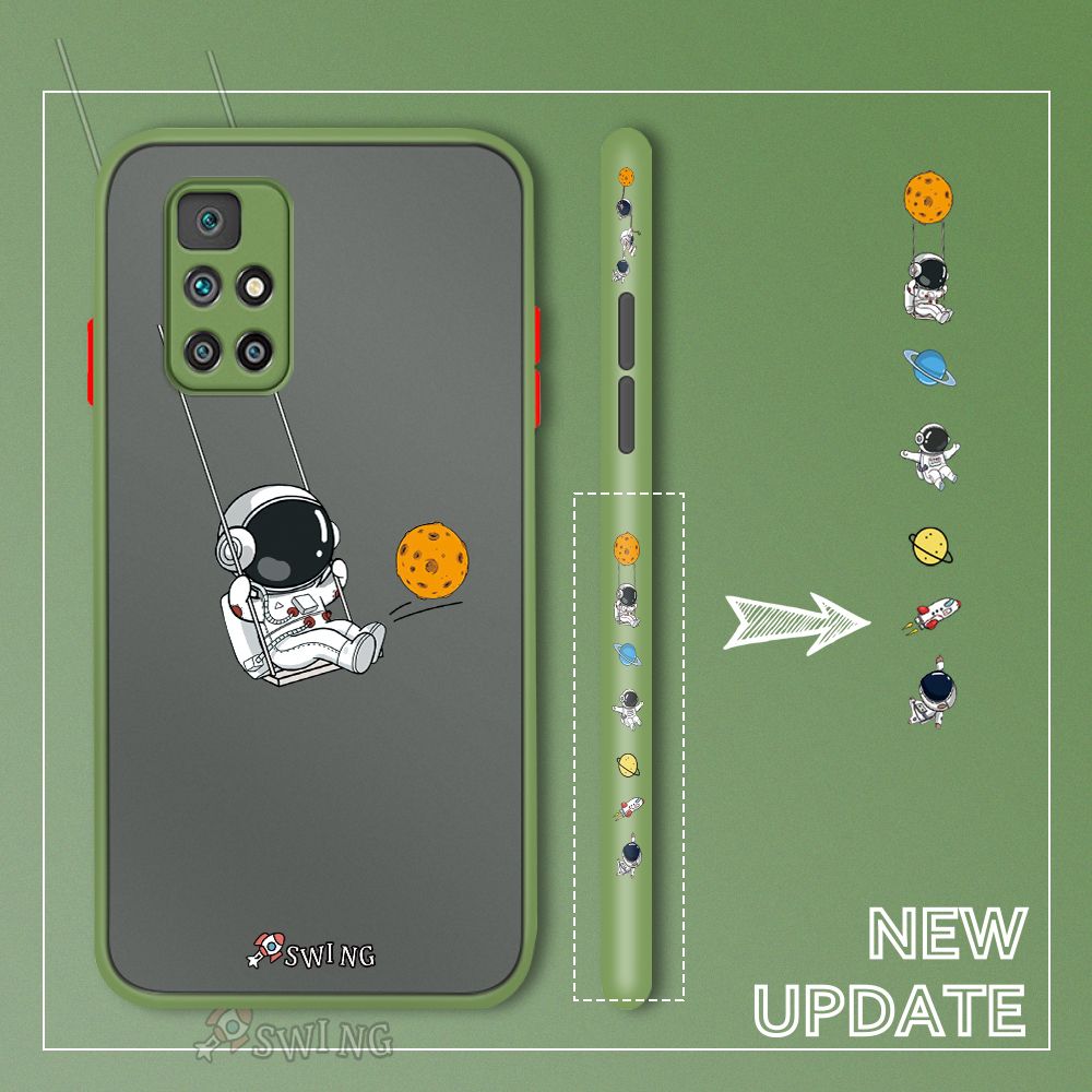 UCUC for Redmi 10 Back Cover Swing Astronaut Side Printed Design Phone Case Ultra Thin Frosted Cover Shockproof Phone Cover