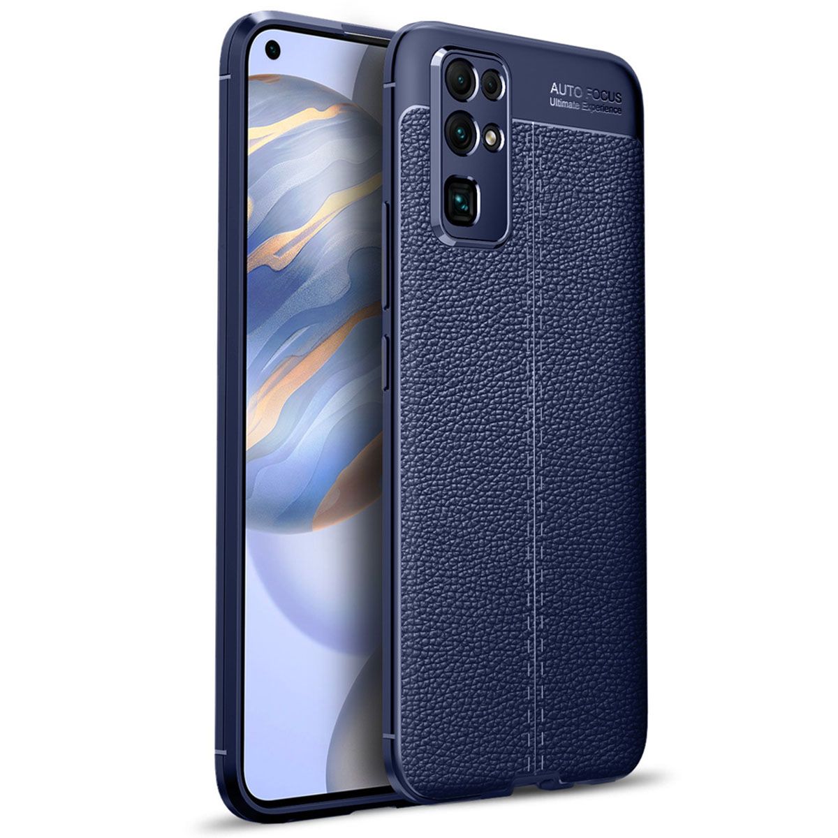 Shockproof Case For Huawei Honor 30 Leather Texture Soft Silicone Phone Back Cover