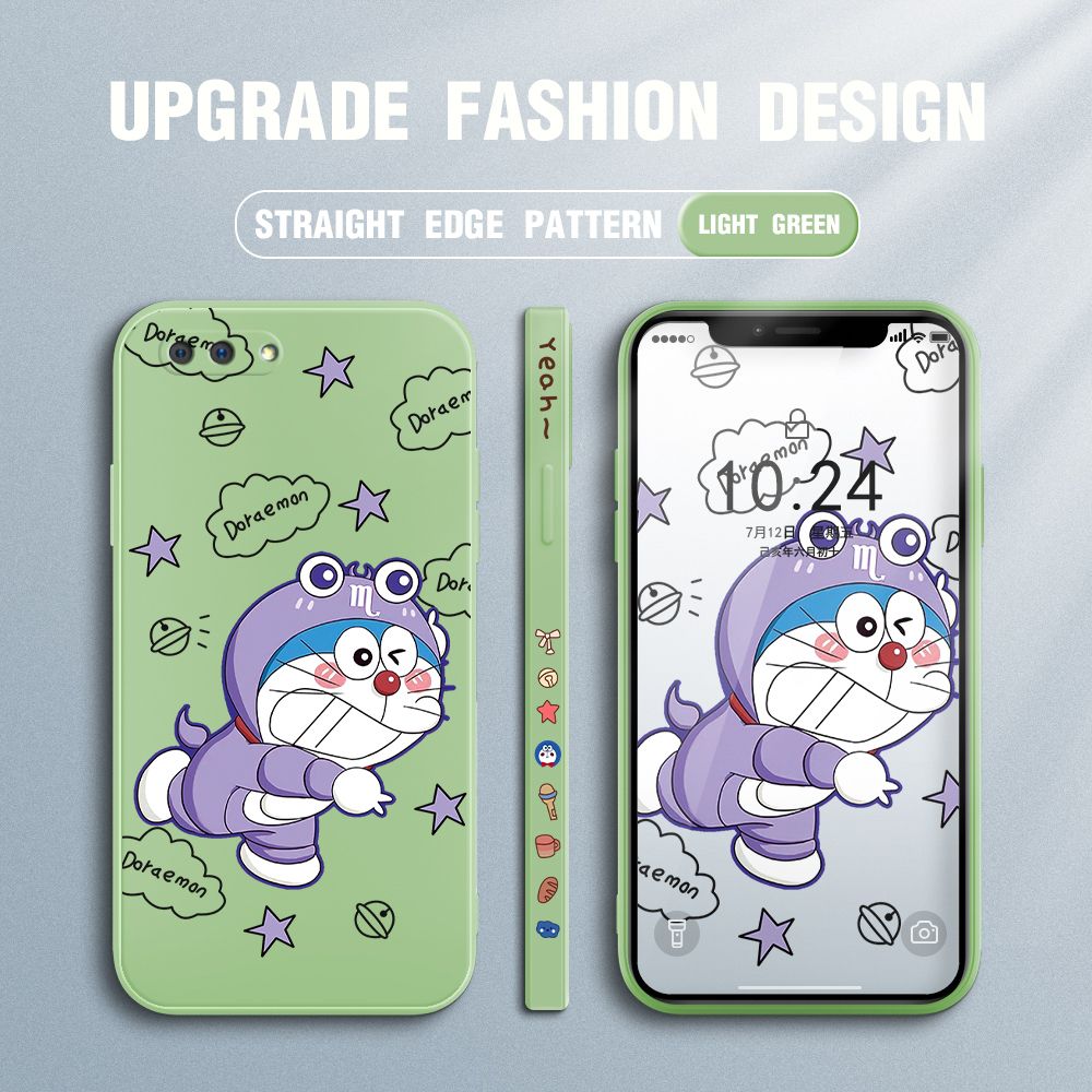 Jizetin for OPPO A3S / A12E / Realme C1 Case Cute Cartoon Purple Doraemon Anime Side Design Phone Case Ultra Soft Edge Pattern Liquid Silicone Phone Cases