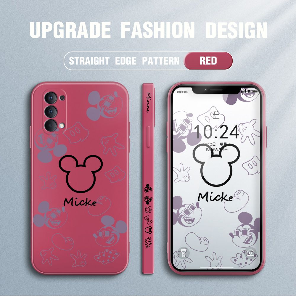Jizetin for OPPO Reno4 Case Creative Printing Pattern Side Design Phone Case Square Edge Pattern Liquid Silicone Cases Full Cover Camera Shockproof Protective Case