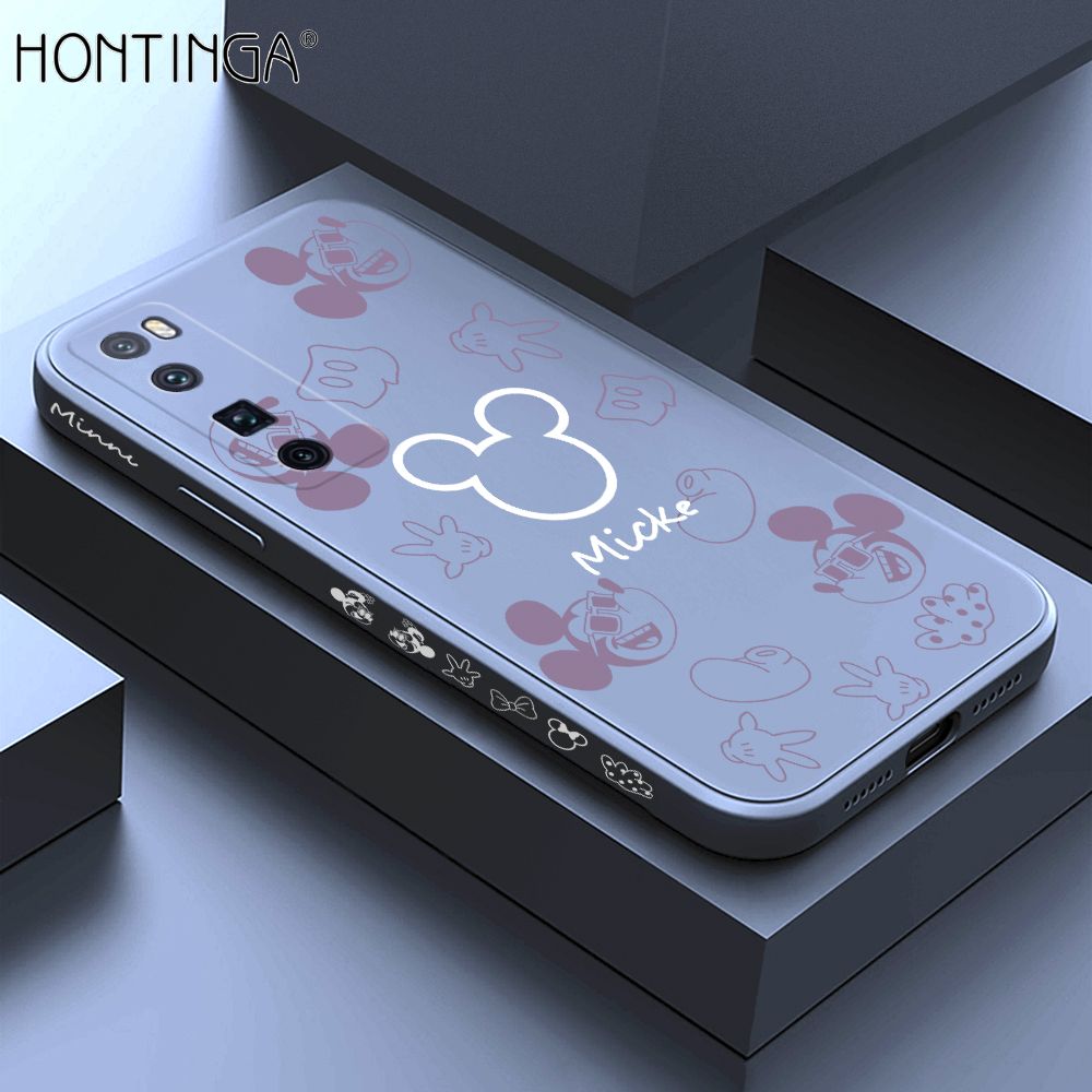 Hontinga for Huawei Nova 7 Pro Case Side Design Cute Mouse Avatar Back Cover Soft Square Edge Pattern Liquid Silicone Trend Phone Cases