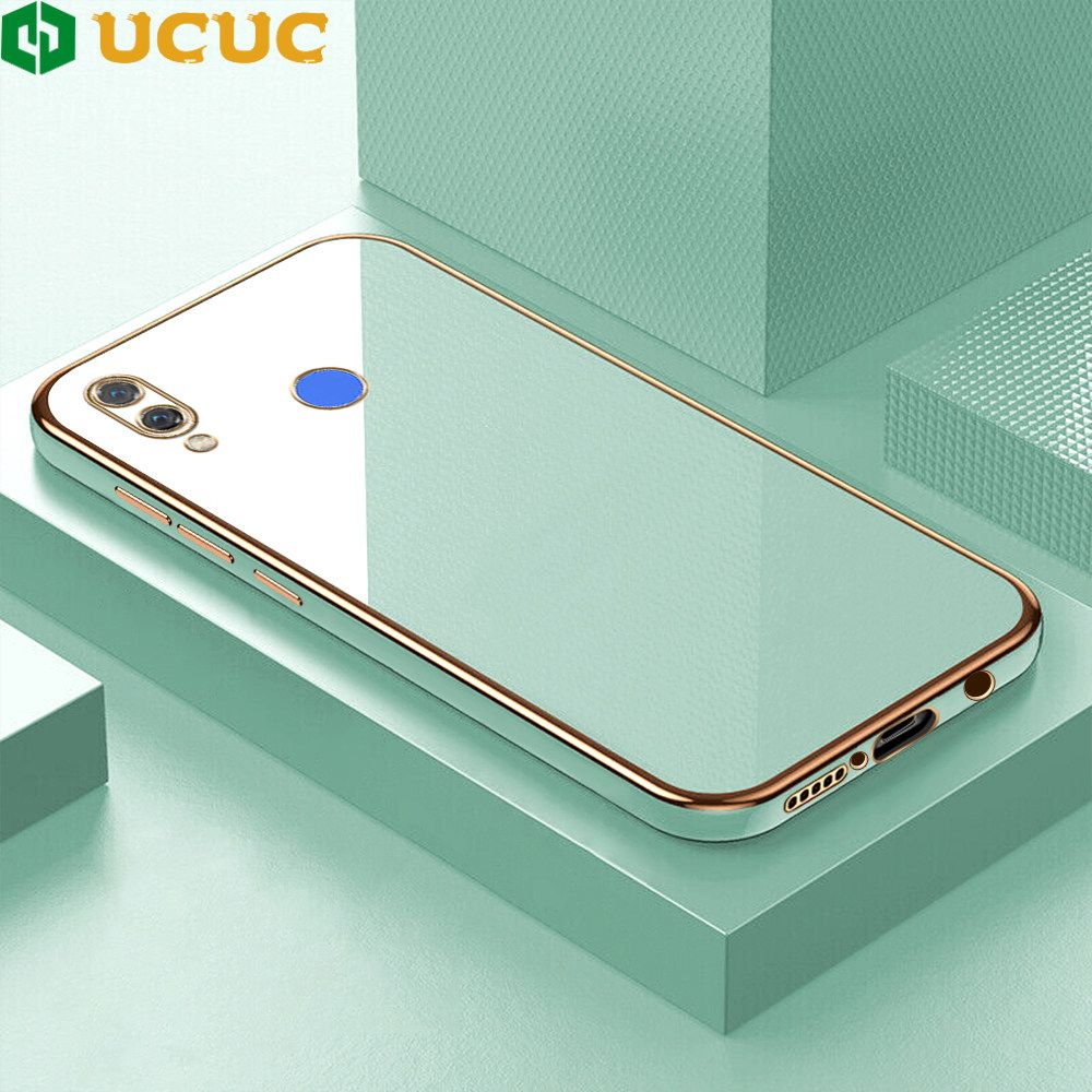 UCUC for Huawei Nova 3 Back Cover + Free Lanyard Colour Luxury 6D Plating Case Side Pattern Soft Silicone Square Phone Cases