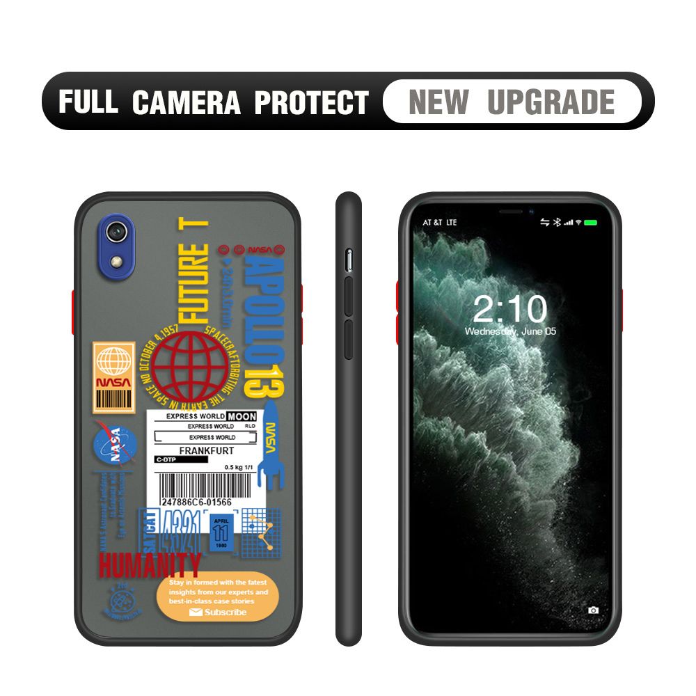 Hontinga for Redmi 7A Case Travel Poster Camera Shockproof Protection Cases Edge Frosted Transparent Phone Cover