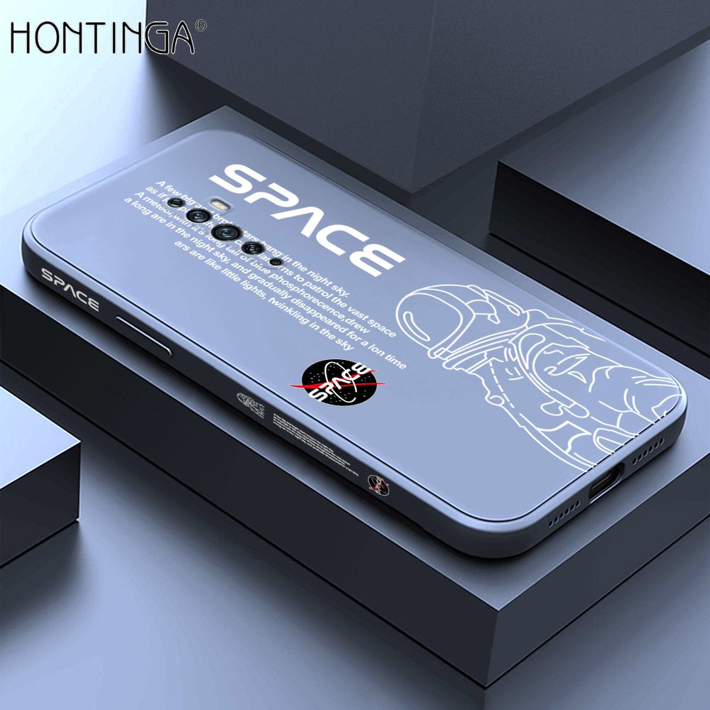 Hontinga for OPPO Reno 2 Back Cover Cool Astronaut Pattern Case Soft Square Edge Liquid Silicone Phone Cases