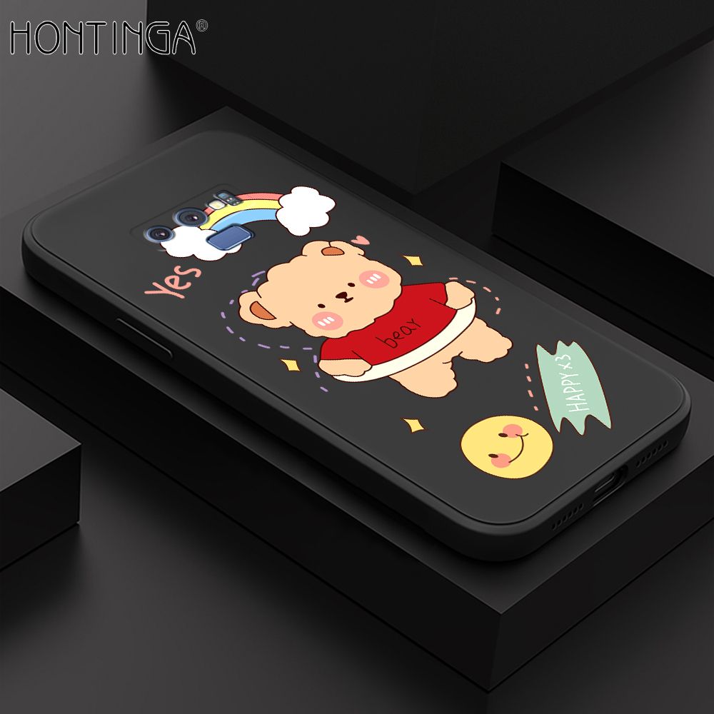 Hontinga for Samsung Note 9 Case Lovely Cartoon Bear Phone Case Phone Case Soft Square Edge Silicone Cases Full Lens Cover Shockproof Protection Cover