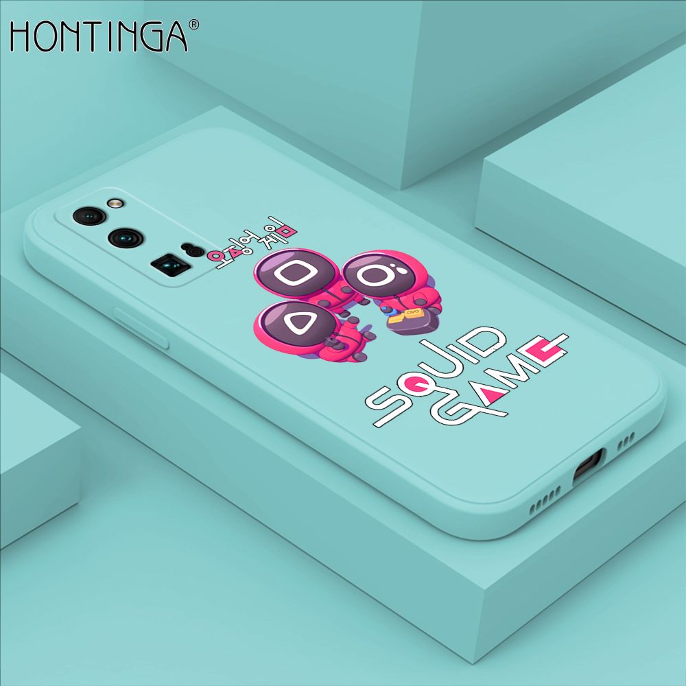 Hontinga for Honor 30 Pro Case Cute Cartoon Cute Squid Character Phone Cover Square Liquid Silicone Shockproof Phone Protective Case