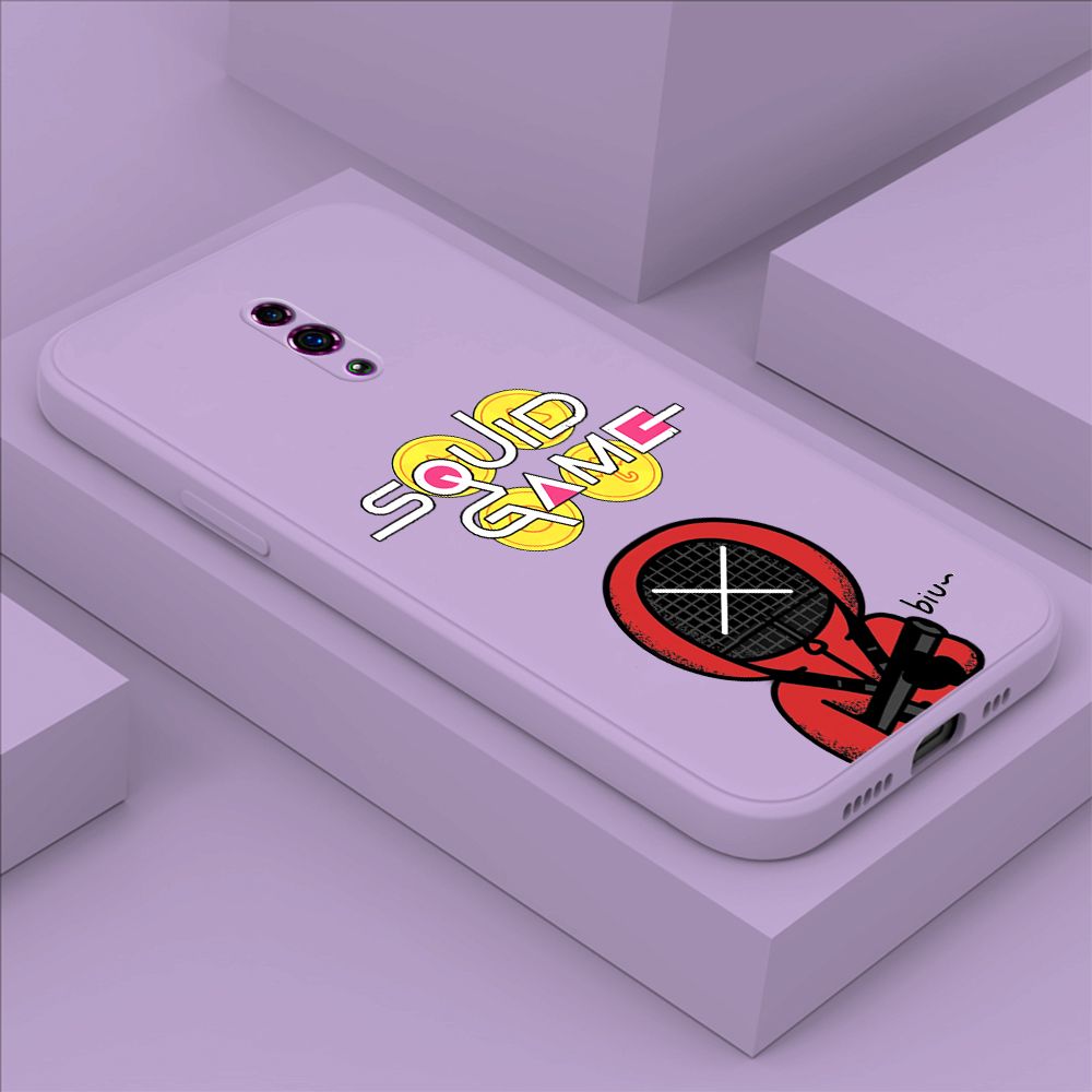 ZeroQiQi for OPPO Reno Case Fashion Cartoon Electric Baton Judge Role Phone CoverSquare Liquid Silicone Trend Phone Case
