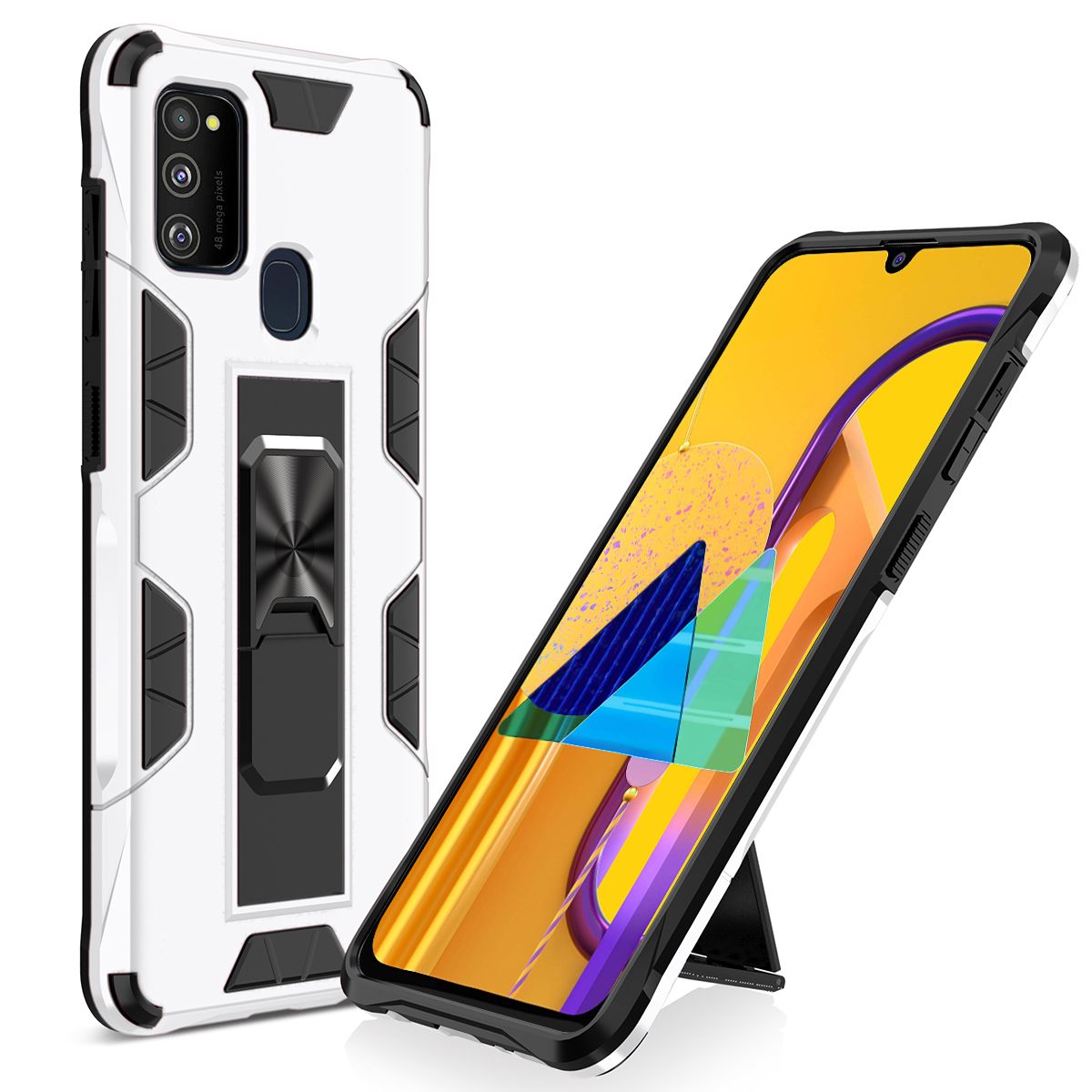 For Samsung Galaxy M31/M30S/M21 Phone Case Armor Magentic Ring Car Holder Cover