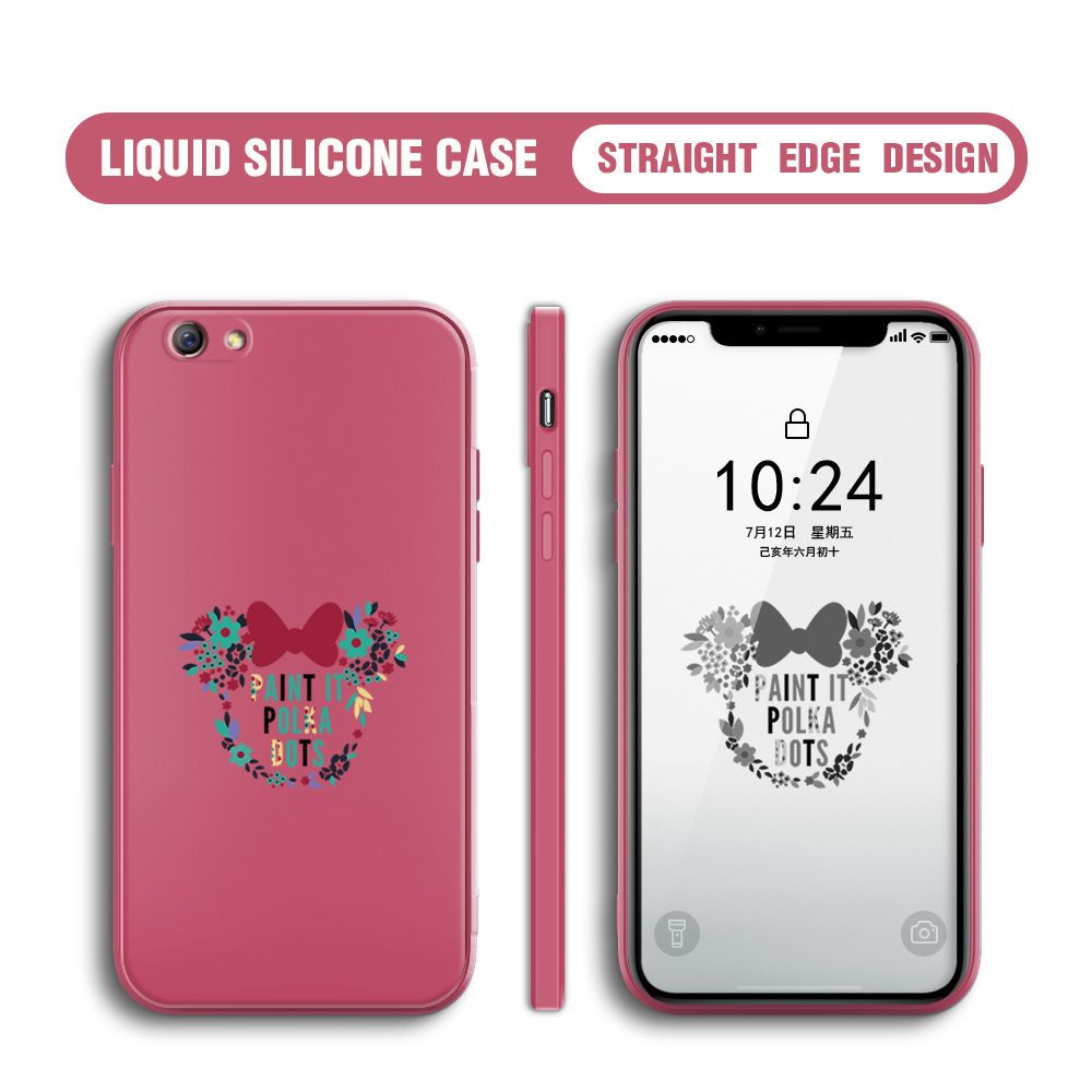 BILI for OPPO R9S Plus / F3 Plus / R9S Pro Back Cover Flowers Minnie Multicolor Liquid Silicone Phone Case Soft Square Lens Protection Phone Cases